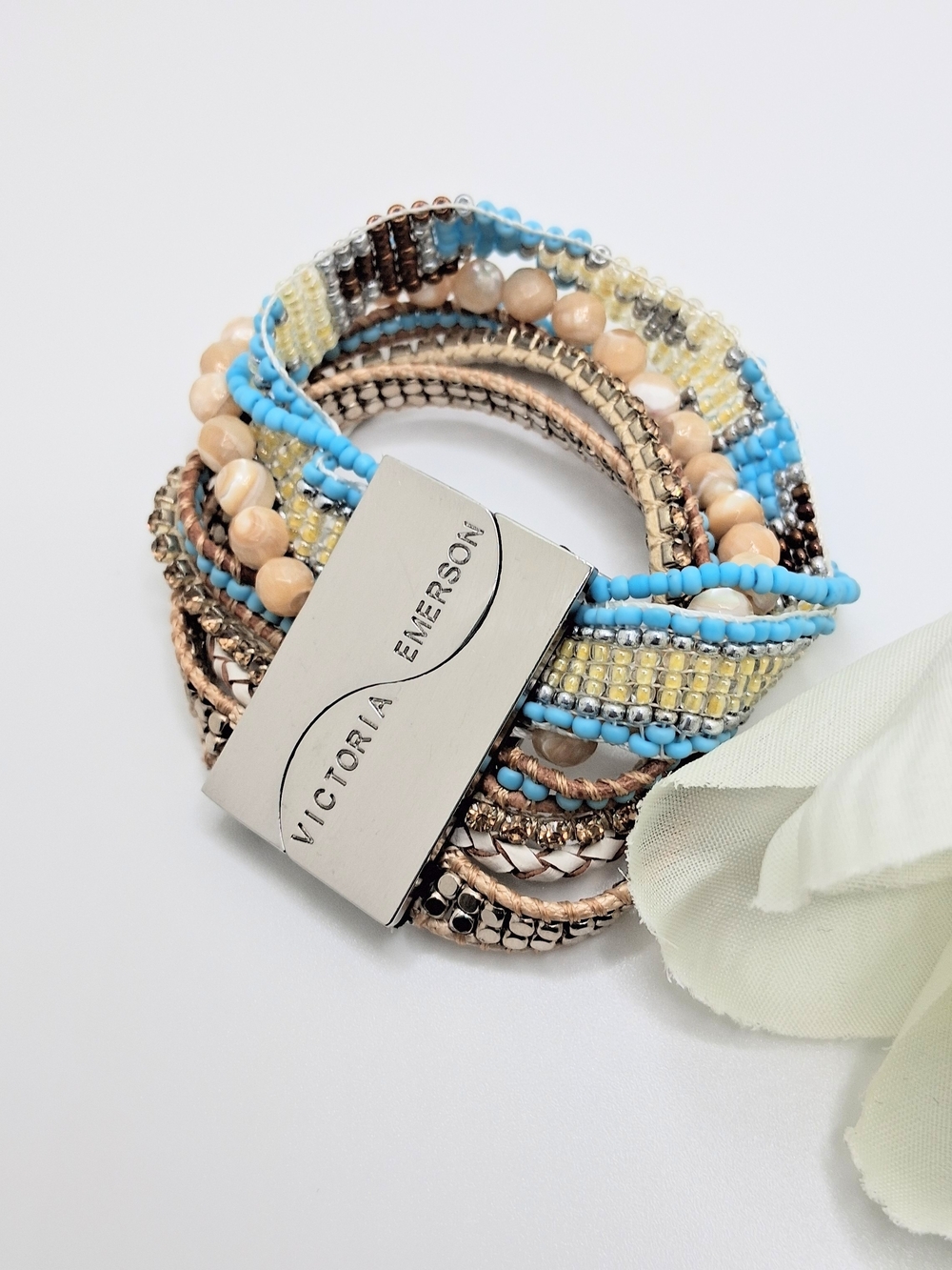 Victoria Emerson Amalfi Boho Bracelet With Engraved Magnetic Clasp